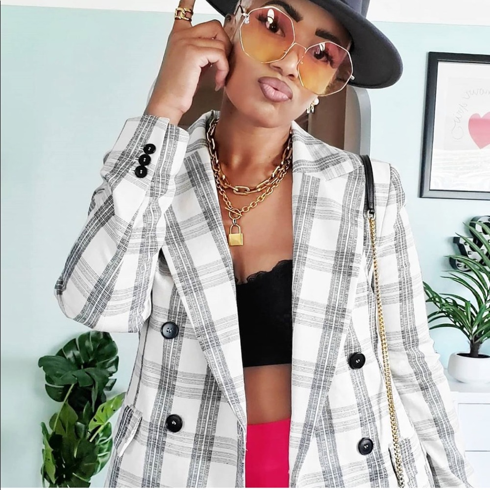 🚫SOLD🚫ZARA RUSTIC CHECK SUIT-BLAZER CROPPED PANT - Picture 1 of 14